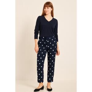 Banana Republic Avery Straight Ankle Pants Navy Polka Dot Stretch Women’s Sz 4